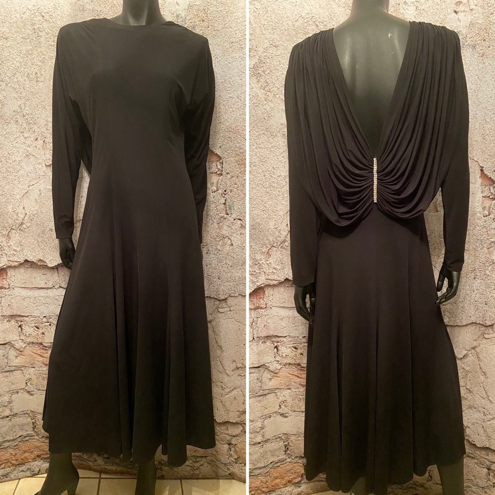Kira Black Flowey Rhinestone Back Dress